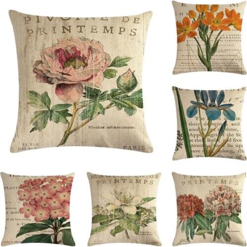 Cute Cartoon Pattern Plant Flower And Words Pillow Case Married Couples Kitten Cushions Cover Outdoor Chair Cushions 45x45cm