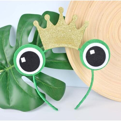 Frog Prince Headband Kids Halloween Frog Hair Accessories Photo Props Boys Girls Birthday Cute Animal Headband Crown Headband