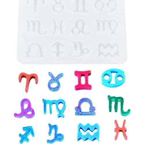DIY Horoscopes Resin Mold 12 Horoscopes Jewelry Pendants Silicone Casting Molds Keychain Uv Epoxy Silicone Mould Art Craft