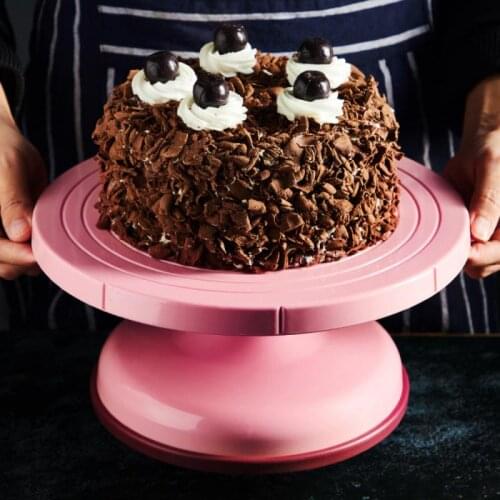 DIY Baking Tool Cake Turntable Rotating Pink Plastic Anti-skid Round Cake Stand Cream Cake Rotary Turntable Tool Cake Mold Decor