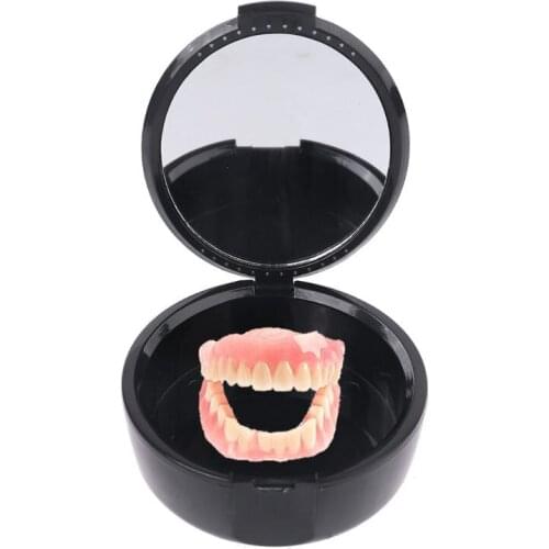 Denture False Teeth Box Dental Orthodontic Retainer Storage Case Mouthguard Container With Mirror