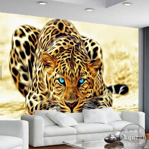 Leopard Panthera pardus animal murals wallpapers for living room bedroom gold wall decorative mural 3d wall paper papier peint