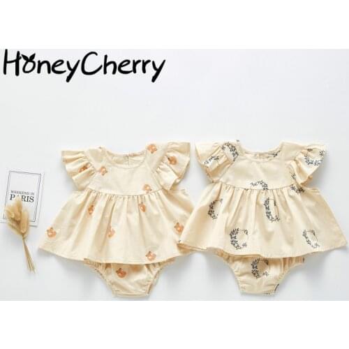 Summer Newborn set Baby Girl Fashion Foreign Style Pure Cotton 2-piece 3-6-12 Month Clothes Baby Girl Clothes