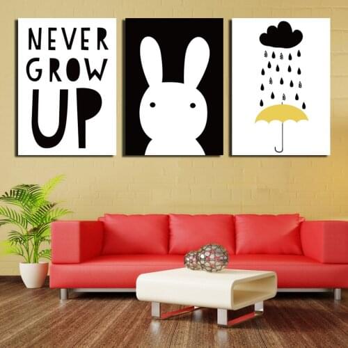 Fashion selling art 3 pieces animal small white rabbit canvas painting painter home decoration art unframed free shipping FA329