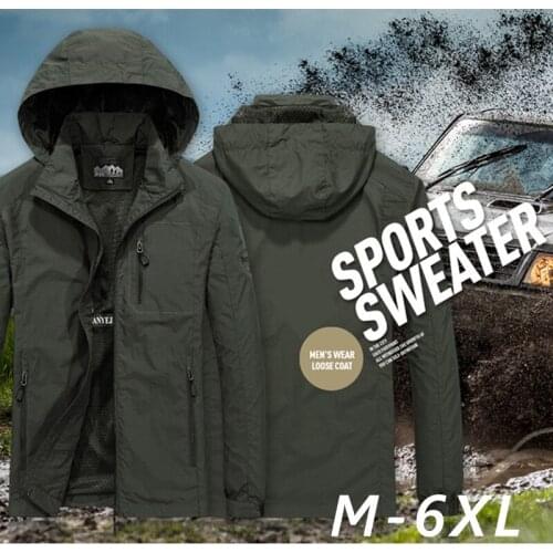 Mens Jackets Spring Autumn Casual Coats Hooded Windbreaker Oversize Waterproof Casual Warm Multi-pocket Males Clothing Coat