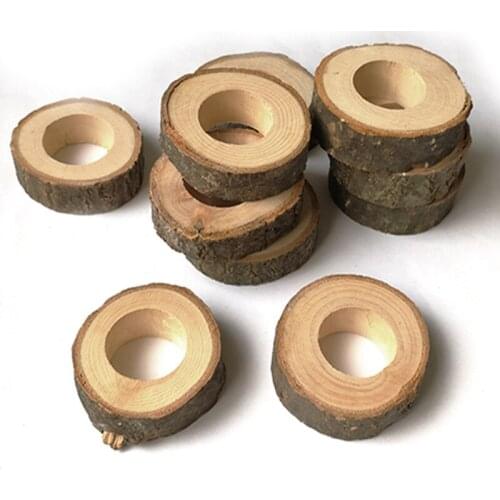 Natural Creative Wooden Unfinished Circle Wood Pendants Napkin Ring for Craft Making Hotel Table DIY Projects Wedding