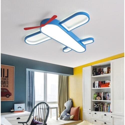 New Lovely Aircraft Creative Ceiling Light Childrens Room Blue Lamps Bedroom Home Lighting Modern Lights Simple LED Lamp