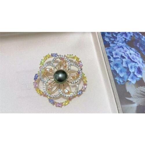Wholesale Alluring New Style Austria Zircon Inlay white black shell Pearl Brooch Scarf Clips Breastpin pendant Brp062