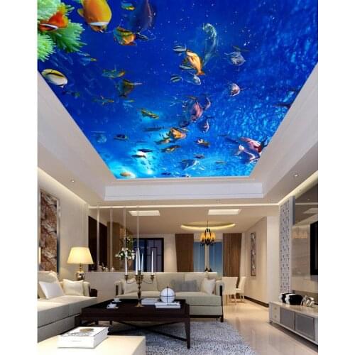 Underwater World living room bedroom ceiling 3d stereoscopic wallpaper ceilings 3d wallpaper landscape