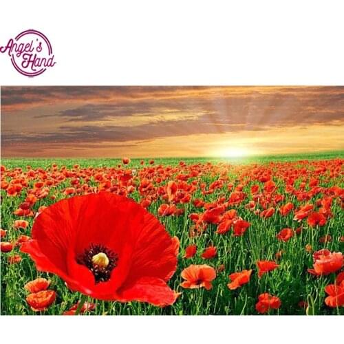 Full Square Diamond 5D DIY Diamond Painting Poppy flowers Embroidery Cross Stitch Rhinestone Mosaic Painting Decor Gift