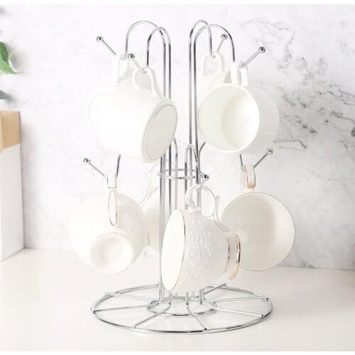 Q9QF Tree Shape 8 Mug Holder Coffee Mugs Tea Cup Storage Rack for Countertop Kitchen