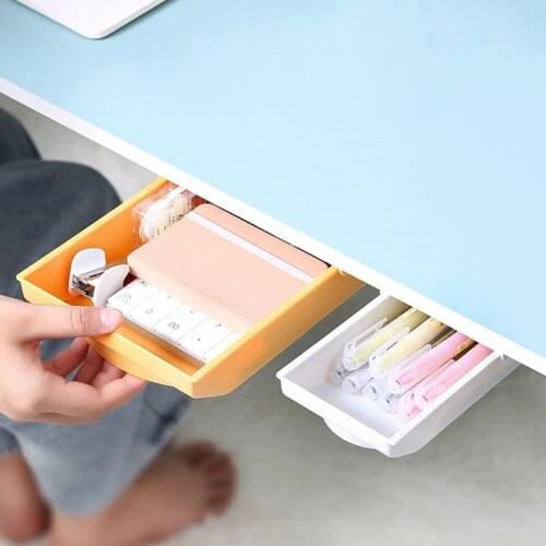 Self Stick Pencil Tray Desk Table Storage Drawer Organizer Box Under Desk Stand Self-adhesive Under-drawer Storage Box 2021