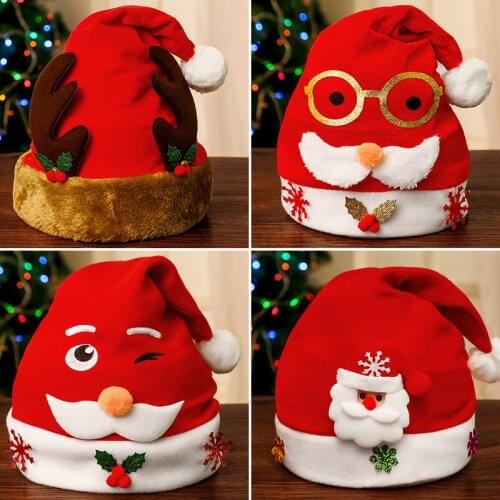 Adults Children Santa Hats Novelty Funny Christmas Hat with Cartoon Design Holiday Headwear Festive Party Supplies