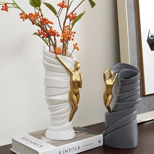 Modern Resin Art Portrait Vase Ornaments Abstract Woman Flower Pot Desktop Flower Arrangement Living Room Home Decoration