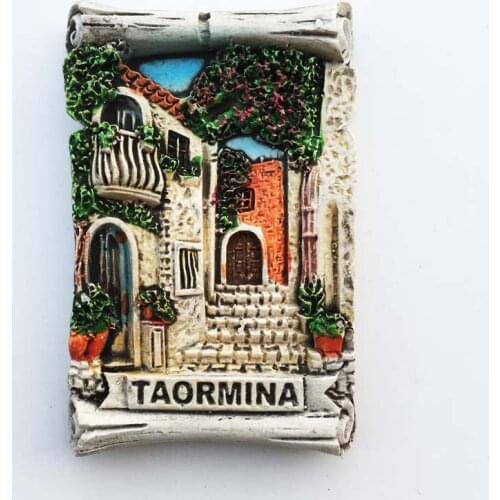 QIQIPP Taormina Street View Tourist Souvenir Magnetic Fridge Magnet in Taormina, Sicily, Italy