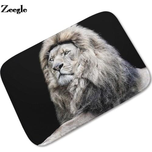 Zeegle Doormat Outdoor Rugs Lion Printed Soft Bedroom Mats Bedside Rugs Anti-slip Kitchen Rug Bathroom Mat Living Room Floor Rug