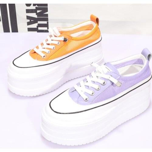 Women Chunky Sneakers Woman Platform Flats Female Mesh Canvas Shoes Ladies Brand Sport Sneakers Zapatos De Mujer Trainers New