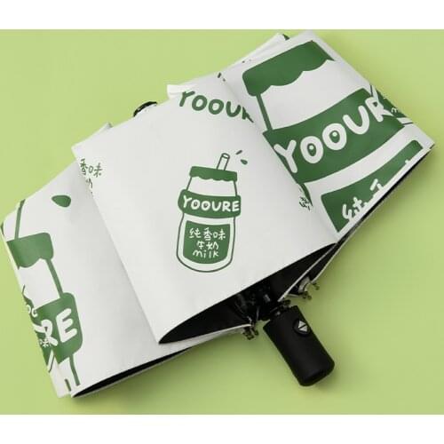 Simple painting small fresh ins sun umbrella UV protection student female folding sun umbrella dual-purpose automatic