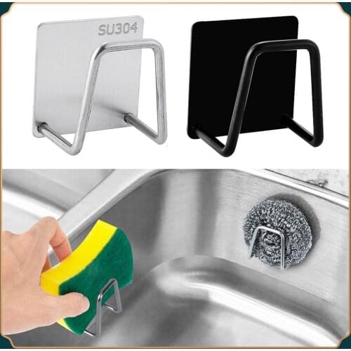 1/2/3pcs Kitchen Sponge Holder Stainless Steel Self Adhesive Hook Drain Drying Rack Sink Storage Organizer Kitchen Accessories