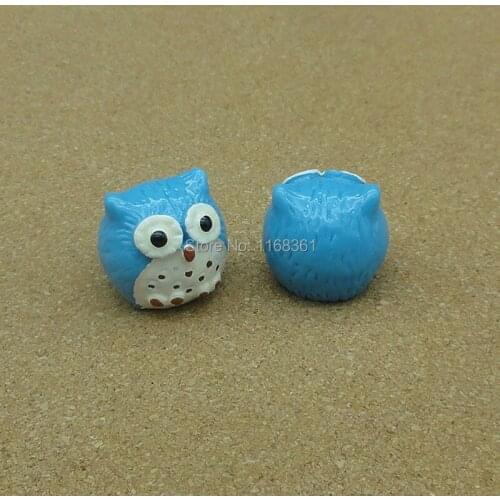 1pcs/lot resin solid blue color owl cartoon 20mm fairy garden gnome moss terrarium decor crafts bonsai home DIY A103-2