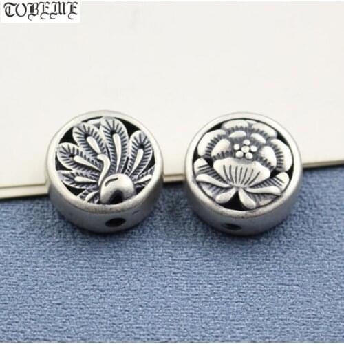 100% 925 Silver Jewelry Beads Jewelry Loose Beads Flower Bead Peacock-symbol bead DIY Jewelry Findings