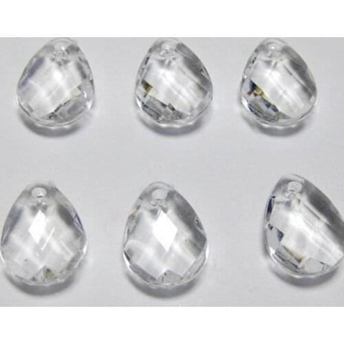 100 Clear Acrylic Faceted TearDrop Charms Pendants Top Drilled 17mm