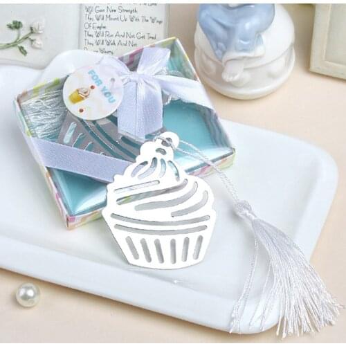 100PCS FREE SHIPPING Wedding Birthday Gift Cupcake Design Bookmark Baby Shower Favors Bookmarks For Book