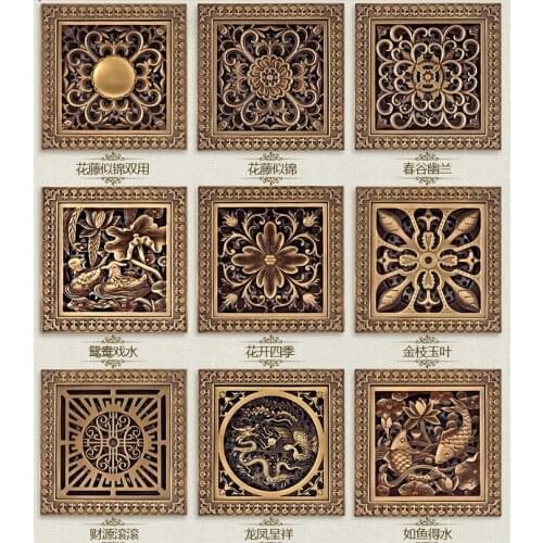 12*12cm Euro Style Antique Brass Flower Carved Shower Floor Drain /Waste Drainer /Sink Grate Floor Drain /shower hair trap