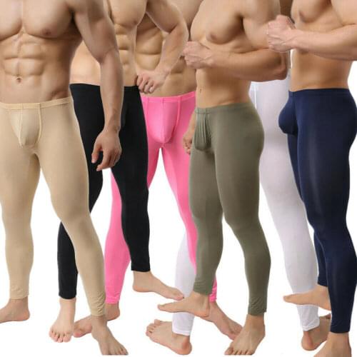 2Pack Mens Compression Tight Leggings Sports Male Gym Fitness Jogging Pants Mens Long Johns Underwear Pants Soft Sleep Bottoms