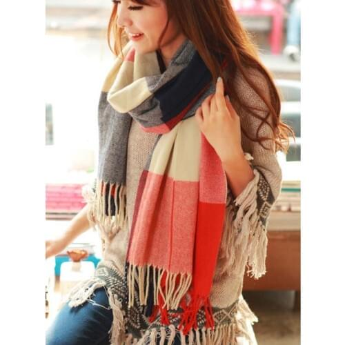 2019Autumn Winter Female Wool Plaid Scarf Women Cashmere Scarves Wide Lattice Long Shawl Wrap Luxury Brand Blanket Warm Tippet