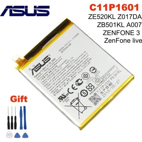 2650mAh C11P1601 ASUS Original Mobile Phone Battery For ASUS Zenfone 3 Zenfone3 ZE520KL Z017DA live ZB501KL A007 + Free Tools