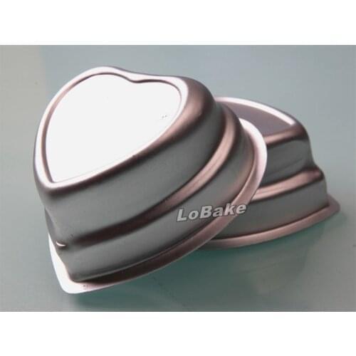 5pcs/lot) two-layer double hearts shape anodising aluminium alloy mousse cake mould cheese yogurt cakes decoration supplies