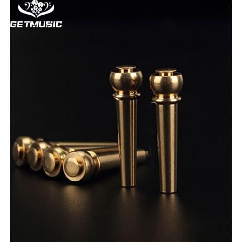6Pcs Brass Acoustic Guitar Bridge Pins Guitar Strings Fixed Cone String Pins String Nails Gold