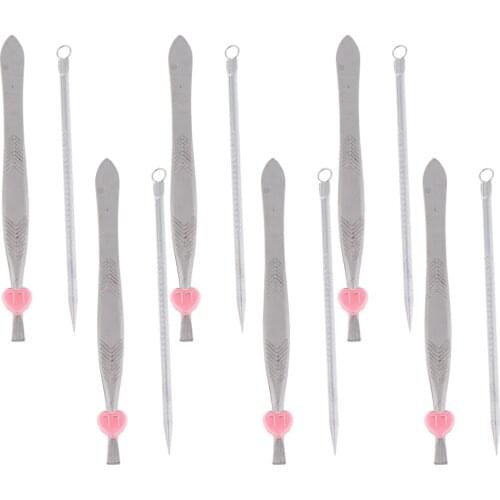 6Pcs Travel Eyebrow Shaping Trimming Tweezers with Acne Removal Makeup Set