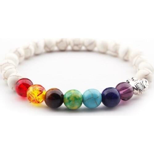 8mm multicolor Agate Chakra Healing Reiki Buddha Yoga Bracelet elastic adjustable Volcanic Stone Bangles hgg3s