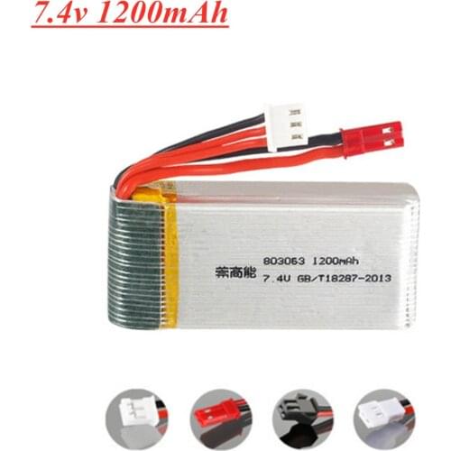 7.4V 1200mAh lipo Battery For MJX X101 X102 Yi zhang X6 H16 H40WH V262 V333 V353B V666 RC Drone Quadcopter Spare Parts