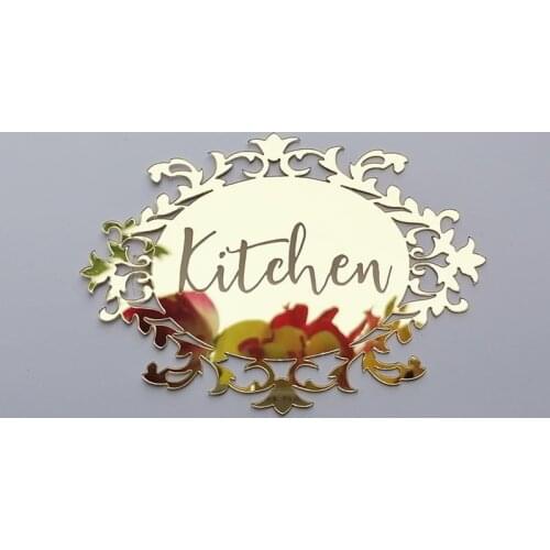 Acrylic Mirror Kitchen Sign Label Home Decor Wall Door Sticker Party Event Indication Sign For Guest
