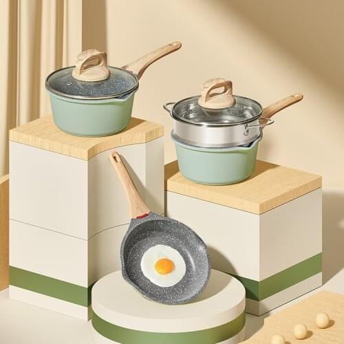 Egg Milk Soup Stock Pots Aluminum Cooking Baking Skillet Saucepan Soup Stock Pots Induction Cooker Sartenes Home Garden DG50TG