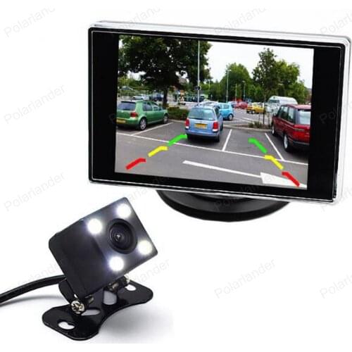3.5 inch Car Monitor Reversing LCD TFT Display 2 video input Screen With 4 LED Night Vision Rear View Camera