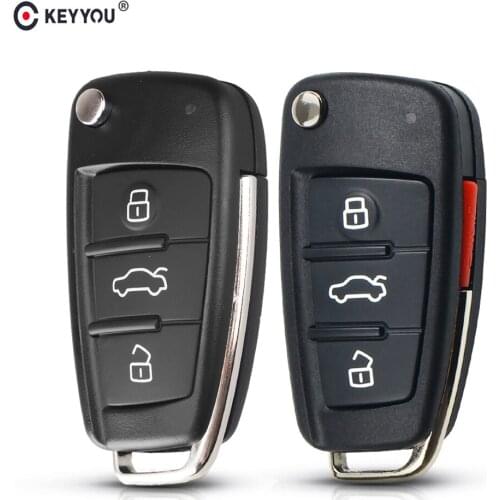KEYYOU 10pcs 3/4 Buttons Flip Remote Key Repalcement Folding Car Key Shell For Audi A6L Q7 A2 A3 A4 A6 A6L A8 TT 2008 - 2011 Fob