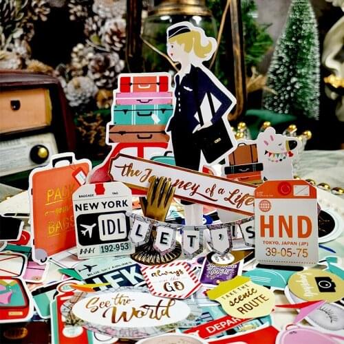 Panalisacraft travel Journey Foil Paper Cardstock Die Cut Stickers for DIY Scrapbooking/photo album Decoration Card Making Craft