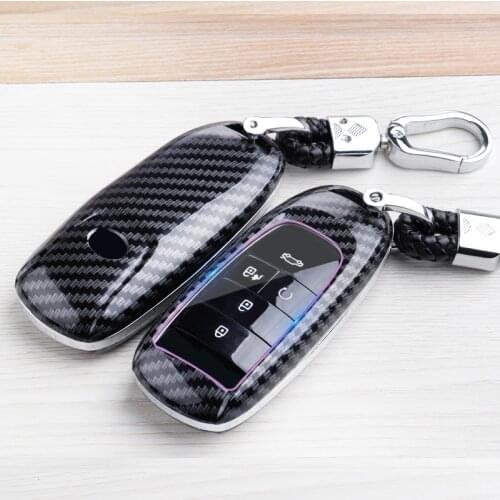 Carbon fiber ABS Car Auto Remote Key Case Cover Shell for Trumpchi GS7 GS8 GM8 GS5 GA6 GM6 Car Accessories Car Key Chain Ring