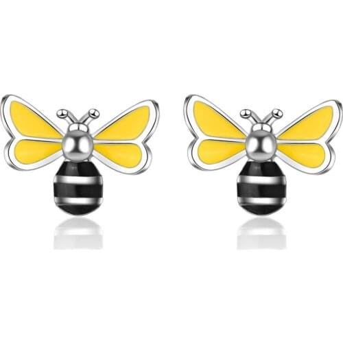 CHENGXUN Cute Yellow Bee Stud Earrings for Women Girls Lovely Animal Charm Earrings Children Jewelry Birthday