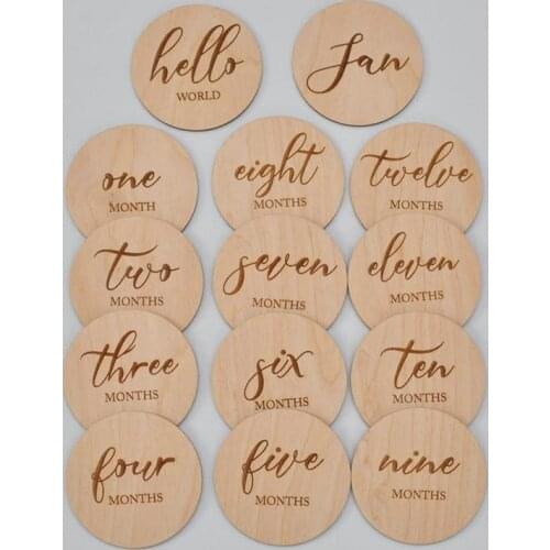 Wooden monthly baby milestone discs with custom name Baby month blocks photo props Baby shower gift
