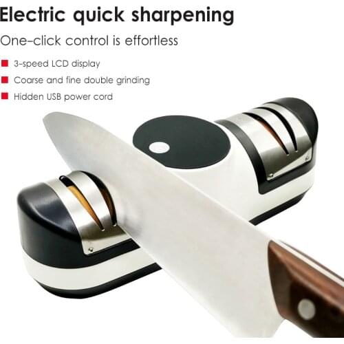 Double Head Electric Knife Sharpener Automatic Quick 4 Stages Sharpener Knife Sharpening Tools Sharpening Stone Kitchen Tools