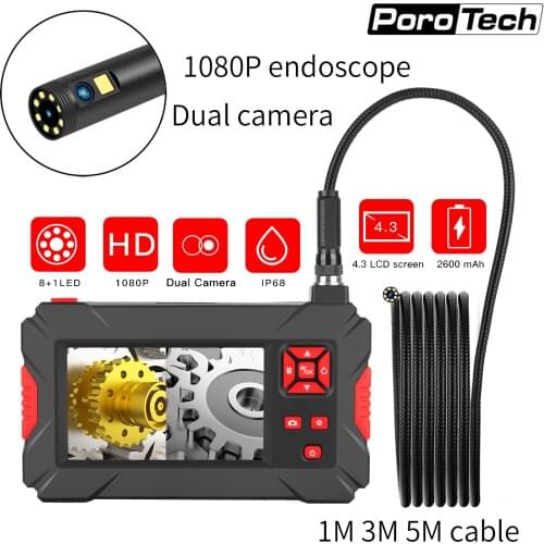 P30 1080P HD Dual Lens Endoscope mini size Endoscope with 8 LED Lights Inspection Camera Snake Camera For 4.3inch display
