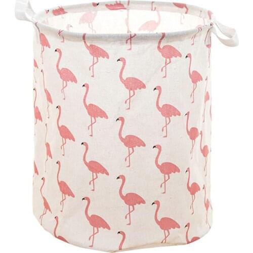 HobbyLane Waterproof Foldable Flamingo Printing Laundry Basket Chilren Toy Storage Organizer Bag