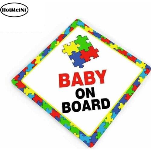 HotMeiNi 13cm x 12cm Car Stickers Baby on Board Car Bumper Sticker Colorful Puzzles Car Styling Car Accessories
