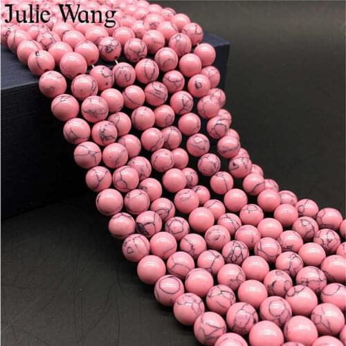 Julie Wang 4-12mm Man-made Stone Beads Light Pink Crack Pattern Spacer Beads Bracelet Necklace Jewelry Making Accessory