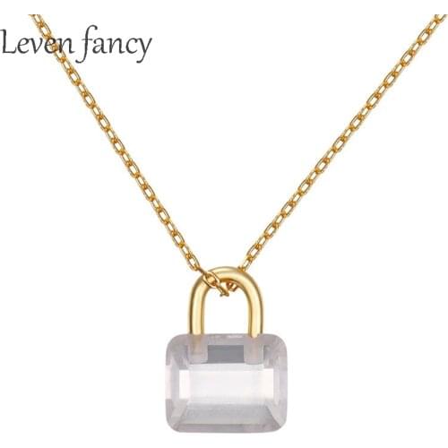Korea Light Luxury Jewelry 925 Silver Zircon Mini Lock Necklace with Clear Zircon Pendant Necklaces for Girls Party Gift S925